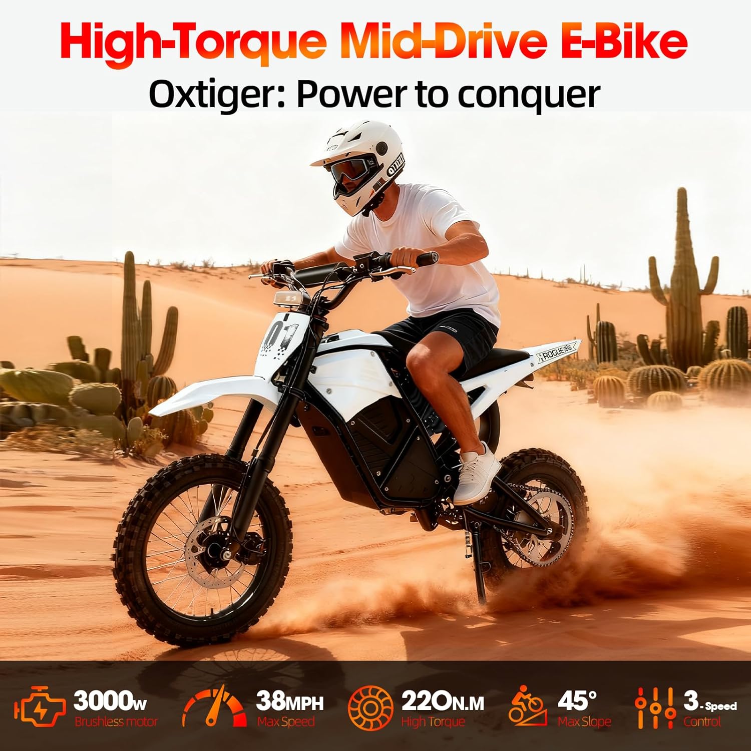 2000W High-Torque Electric Dirt Bike - 200N.M, Hydraulic Brakes, 48V Power