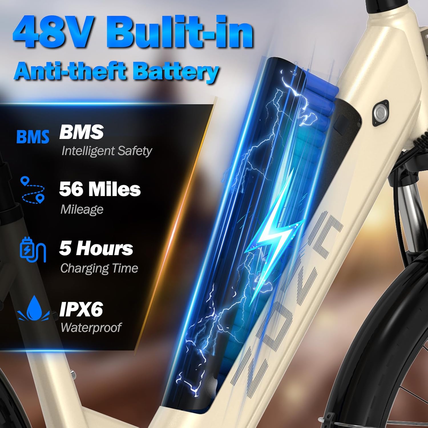 400W Fat Tire Hybrid E-Bike - Front Suspension, Urban & Trail Ready