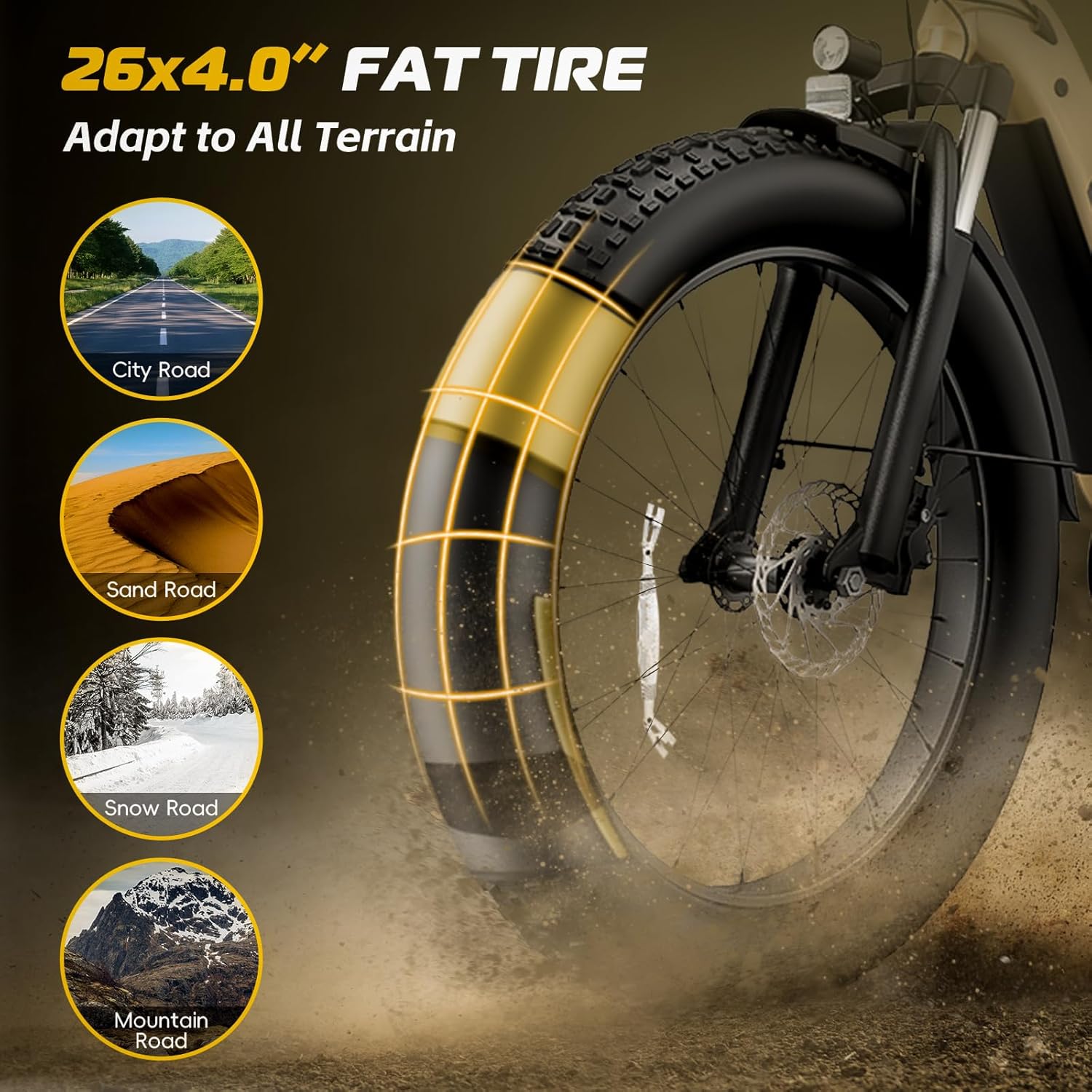 750W 26" Fat Tire Urban E-Bike - 48V 20Ah Battery for Adults