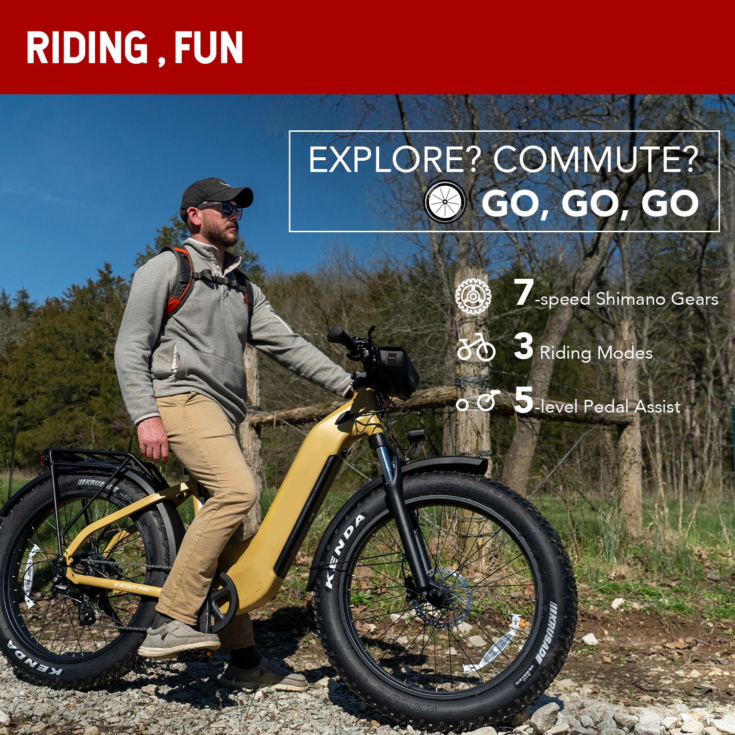 750W 26" Fat Tire Urban E-Bike - 48V 20Ah Battery for Adults