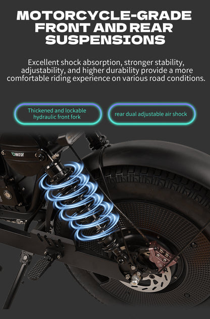 60V 50Ah Fat Tire E-Bike - Long Range, All-Weather Capable