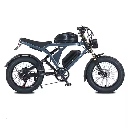 52V Fat Tire Mountain E-Bike - Dual Suspension, Hydraulic Disc Brakes