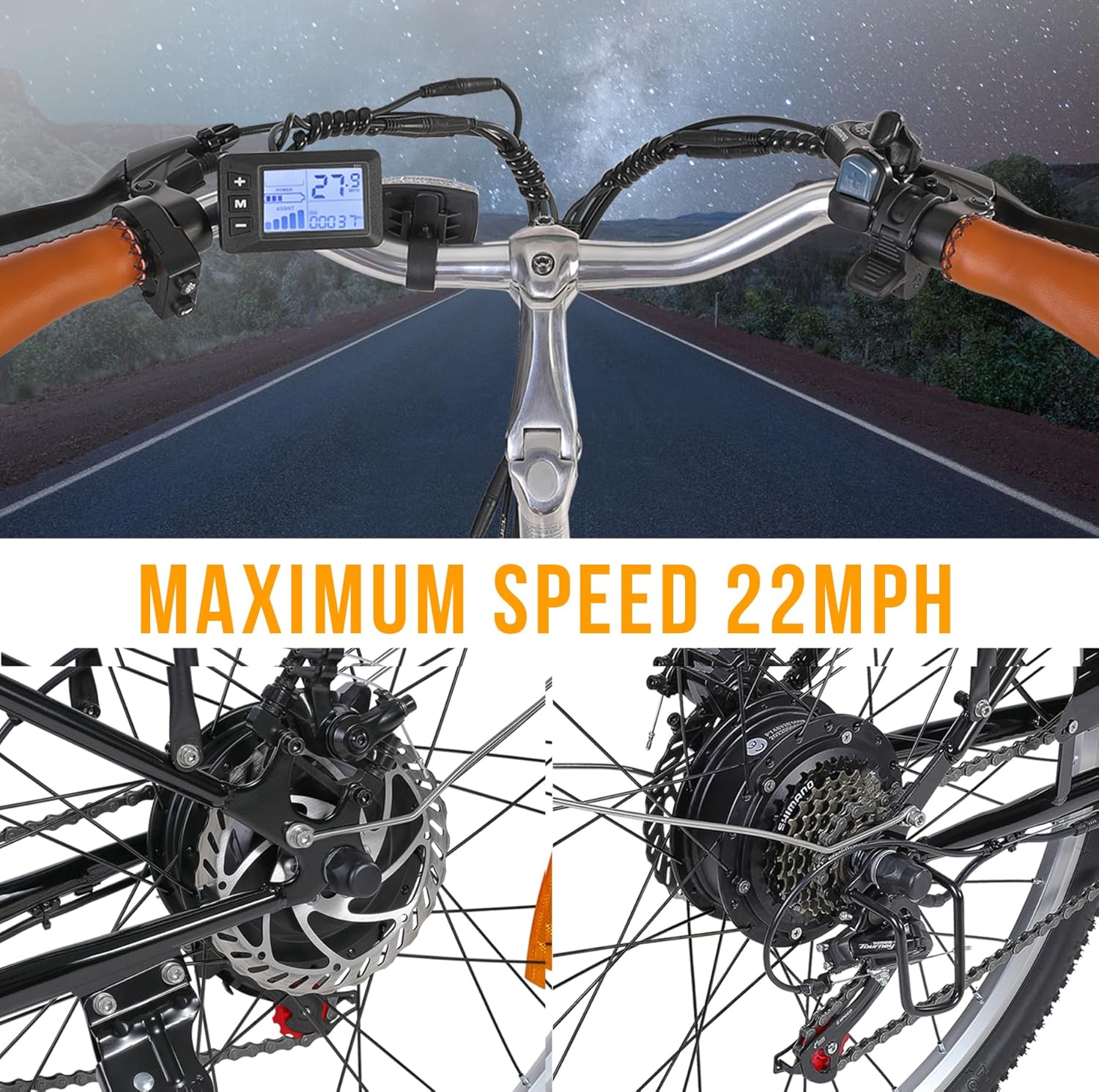 750W Fat Tire City E-Bike - 48V Battery, 7-Speed