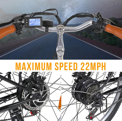 750W Fat Tire City E-Bike - 48V Battery, 7-Speed