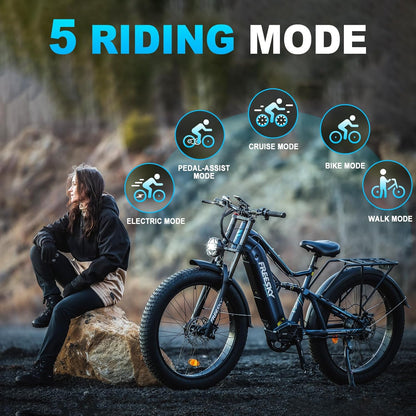 2500W All-Terrain E-Bike - 26" Snow Tires, Full Suspension