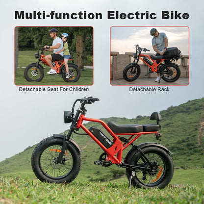 48V 17.5AH Electric Commuter Bike - 750W Motor, Dual Shock Absorbers