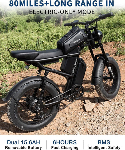 1500W Moped-Style E-Bike - Fat Tire, Full Suspension, All-Terrain