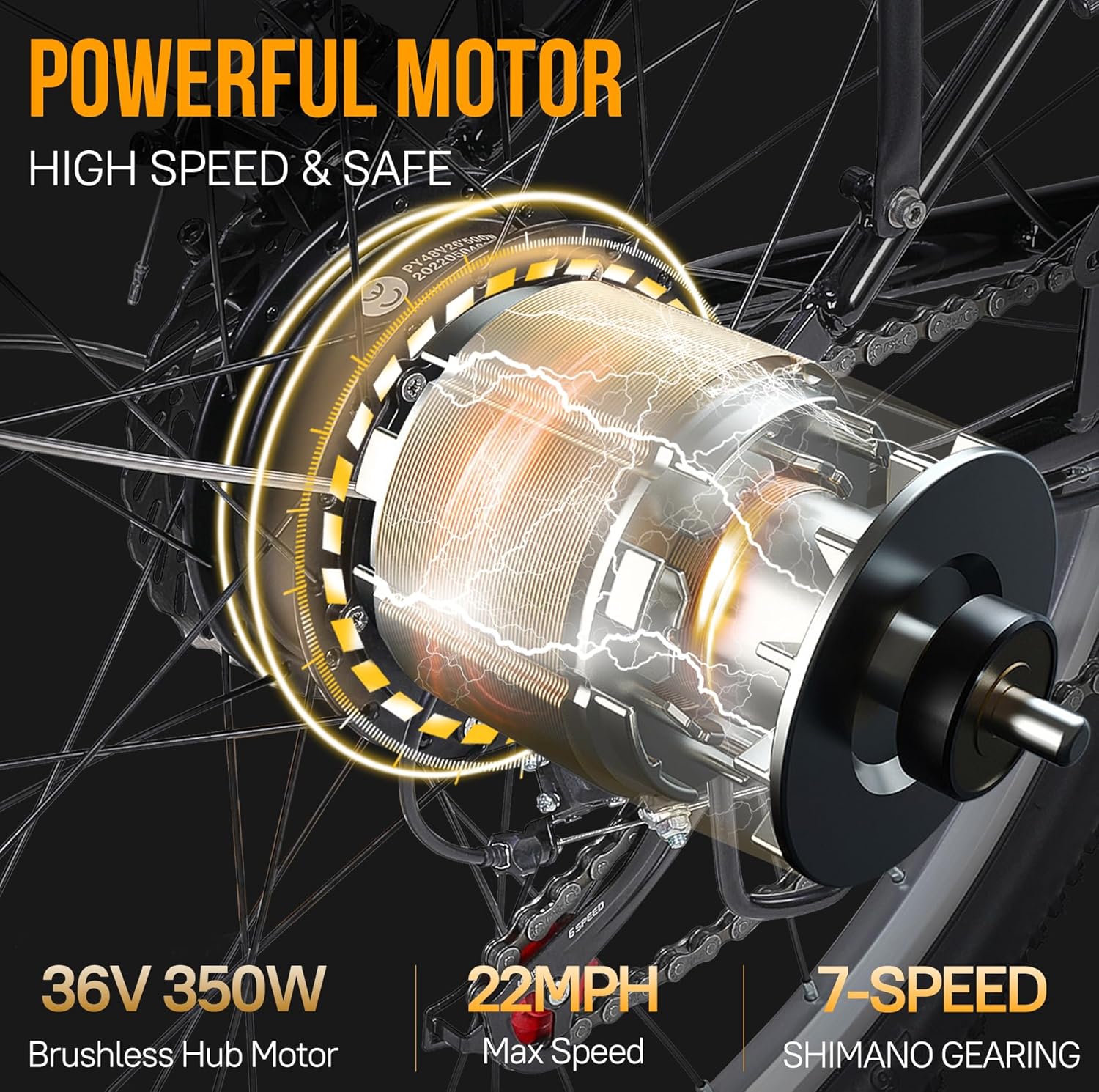 750W Fat Tire City E-Bike - 48V Battery, 7-Speed