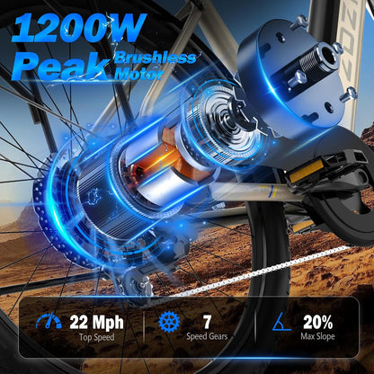 400W Fat Tire Hybrid E-Bike - Front Suspension, Urban & Trail Ready