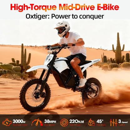 2000W High-Torque Electric Dirt Bike - 200N.M, Hydraulic Brakes, 48V Power