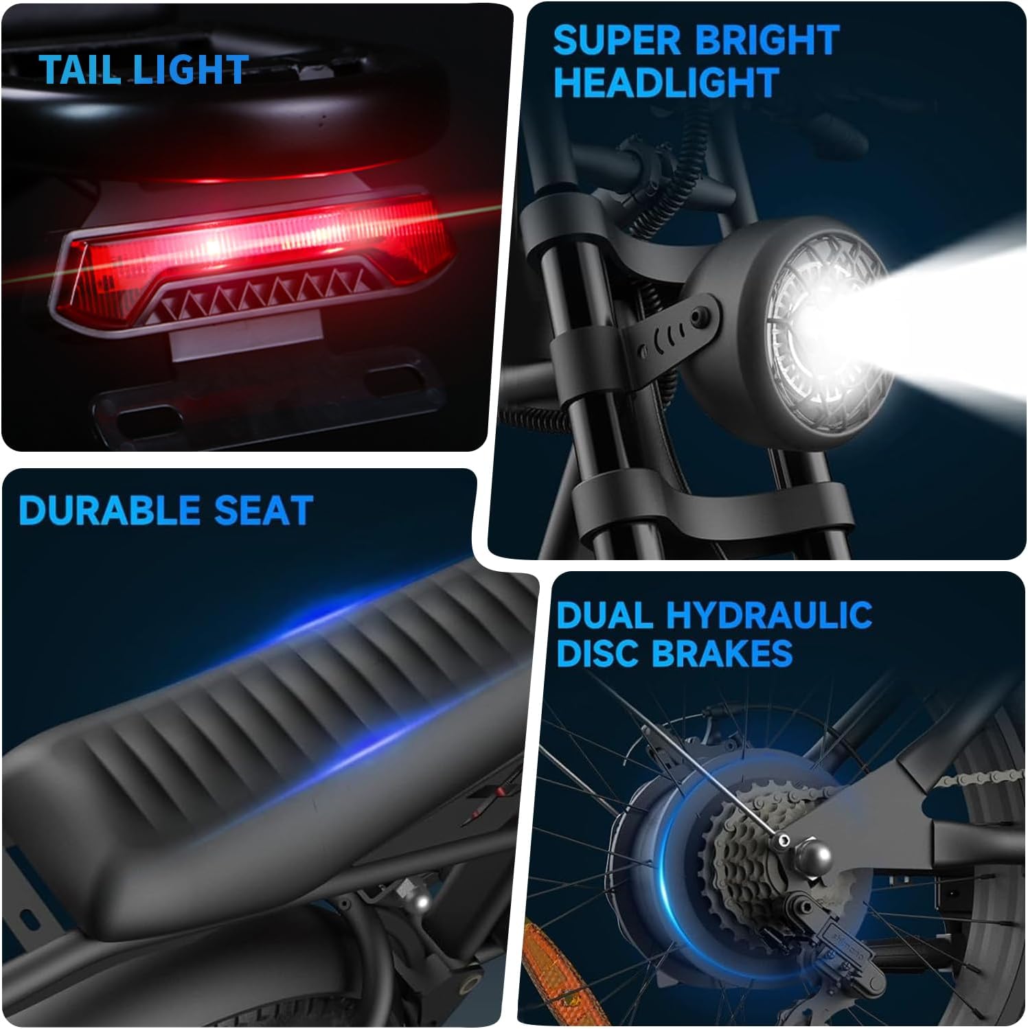 52V Fat Tire Mountain E-Bike - Dual Suspension, Hydraulic Disc Brakes