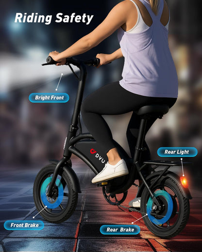 36V 250W Folding Fat Tire E-Bike - Urban Electric Moped with Pedals