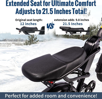 1500W Moped-Style E-Bike - Fat Tire, Full Suspension, All-Terrain