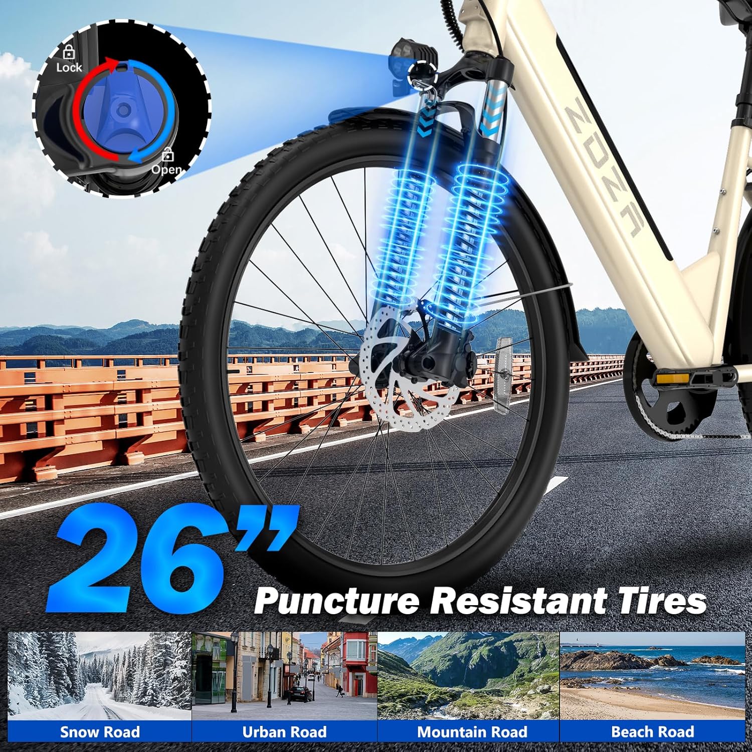 400W Fat Tire Hybrid E-Bike - Front Suspension, Urban & Trail Ready