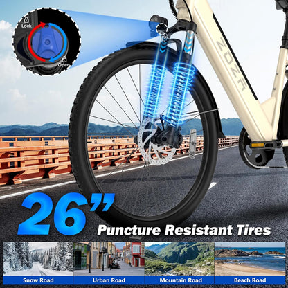 400W Fat Tire Hybrid E-Bike - Front Suspension, Urban & Trail Ready