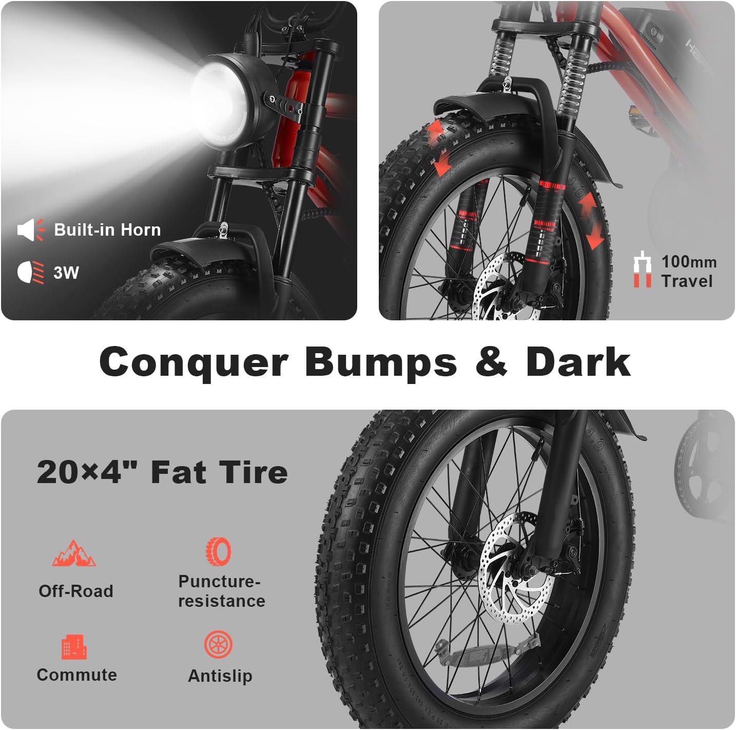 48V 17.5AH Electric Commuter Bike - 750W Motor, Dual Shock Absorbers