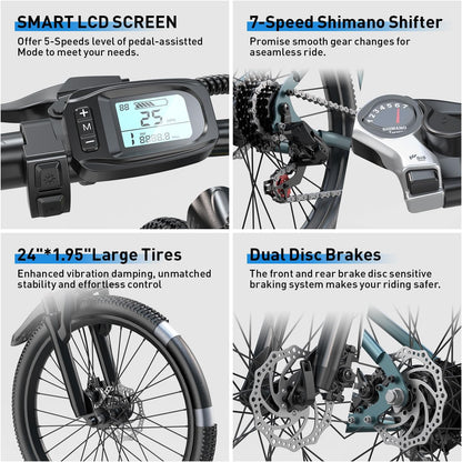 Moped Style Electric Bike Electric Hybrid Bike Electric Bike Electric Bicycle 24inches Ebike Free Shipping