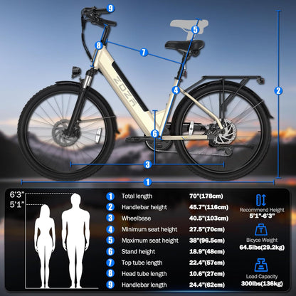 400W Fat Tire Hybrid E-Bike - Front Suspension, Urban & Trail Ready