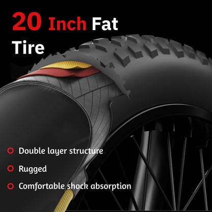 48V 750W Mountain E-Bike: 20" All-Terrain Fat Tire Design