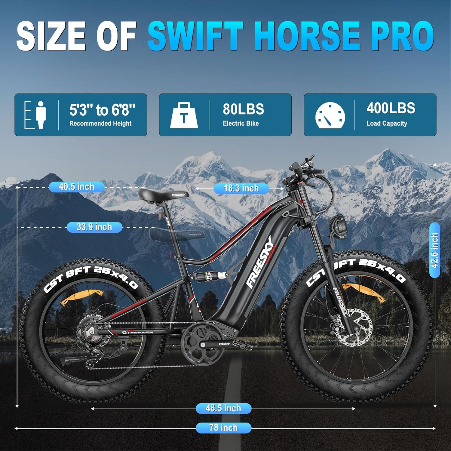 2500W All-Terrain E-Bike - 26" Snow Tires, Full Suspension