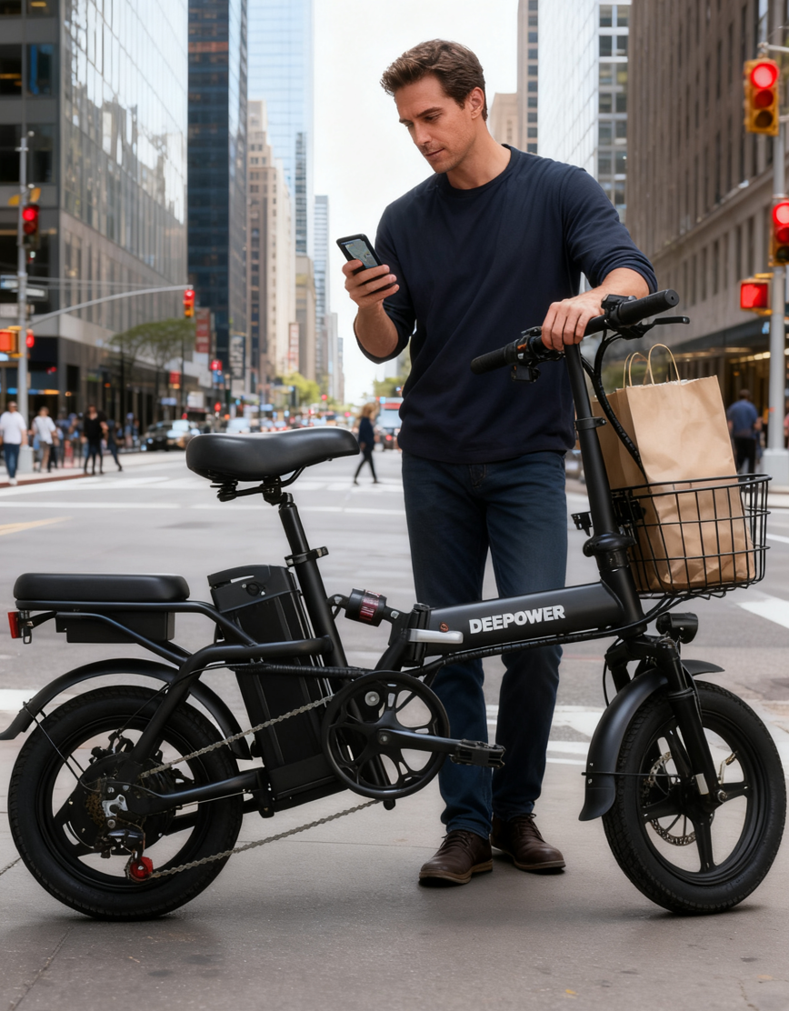 500W 14" Folding E-Bike - 48V 15.6Ah, Compact City Commuter